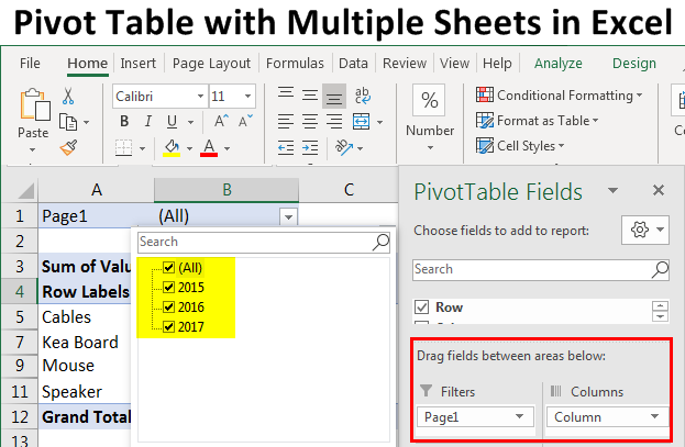 Excel Pivot Table Across Multiple Sheets